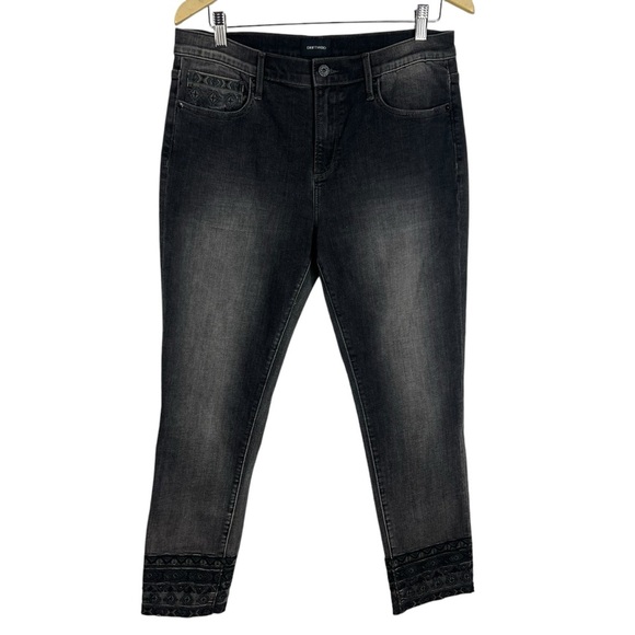 DRIFTWOOD Jackie Black Embroidered Hem Stretch Skinny Jeans Mid-Rise Size 32 - Picture 4 of 7